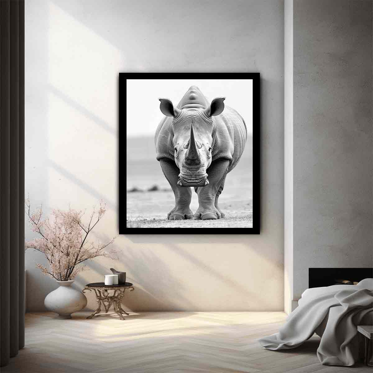 Rhino Canvas Art Print Framed Poster-1