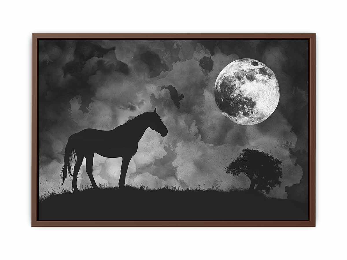 Horse & Moon Canvas Painting Print-6