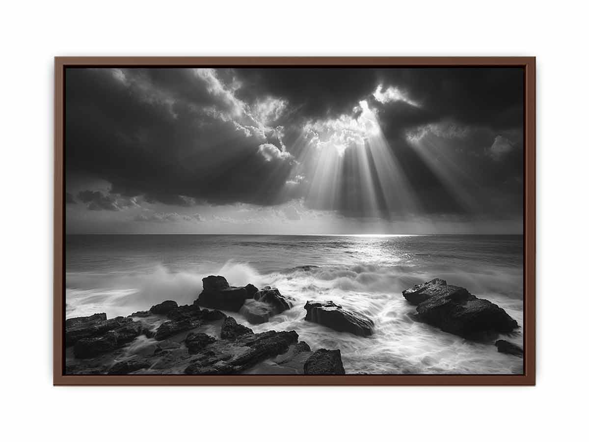 Spotlight beach Photography Black white  Canvas Art Print-6