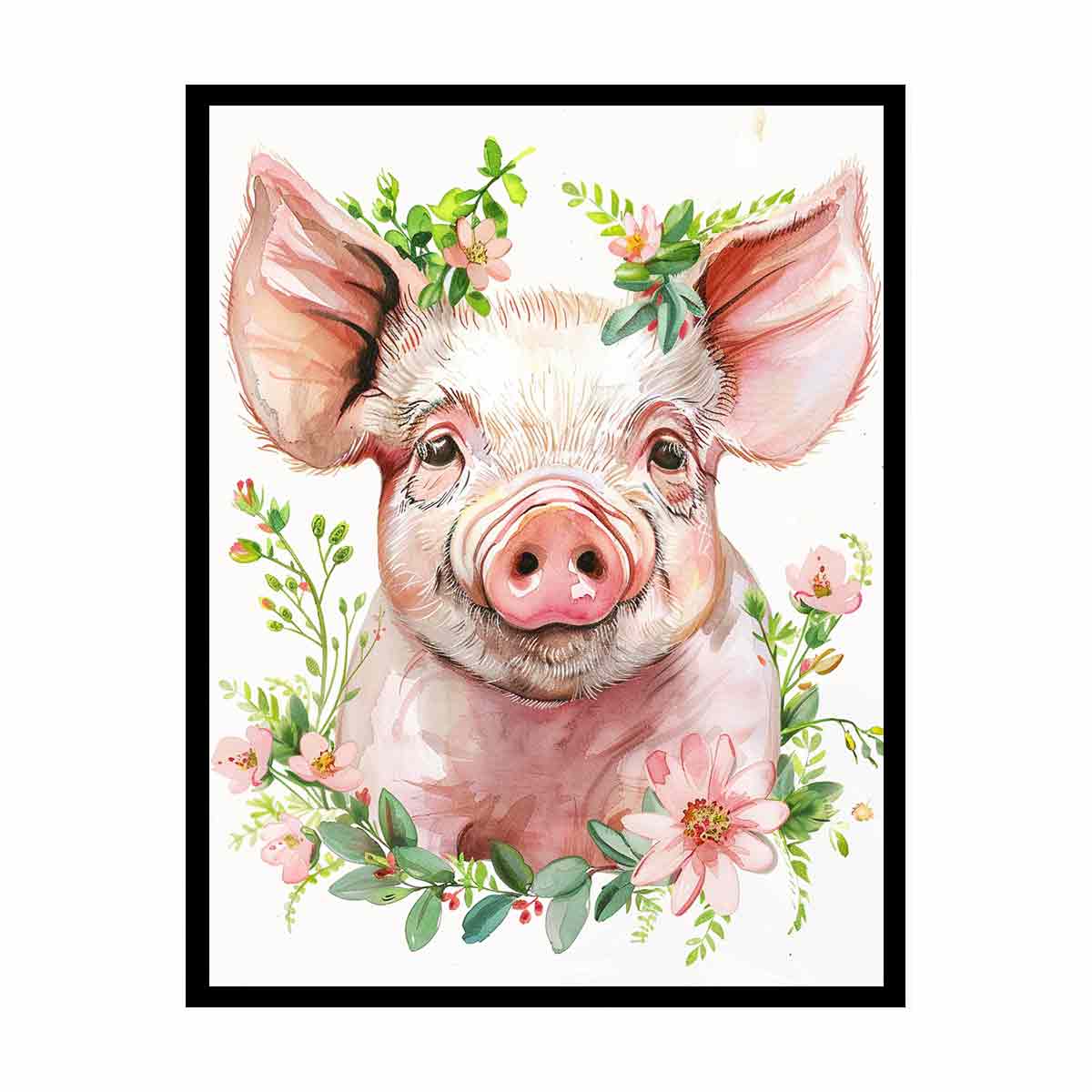 Cute Pig Canvas Art Print-4