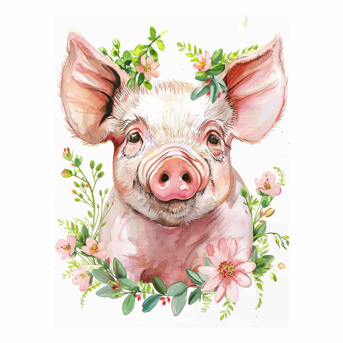 Cute Pig Canvas Art Print-0