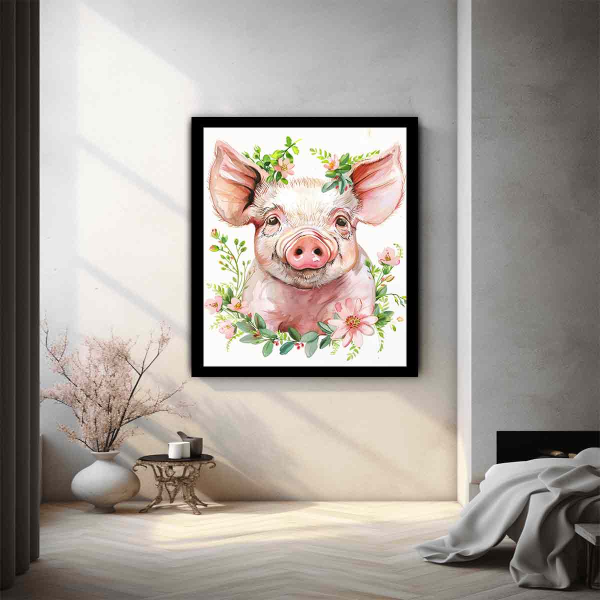 Cute Pig Canvas Art Print-1