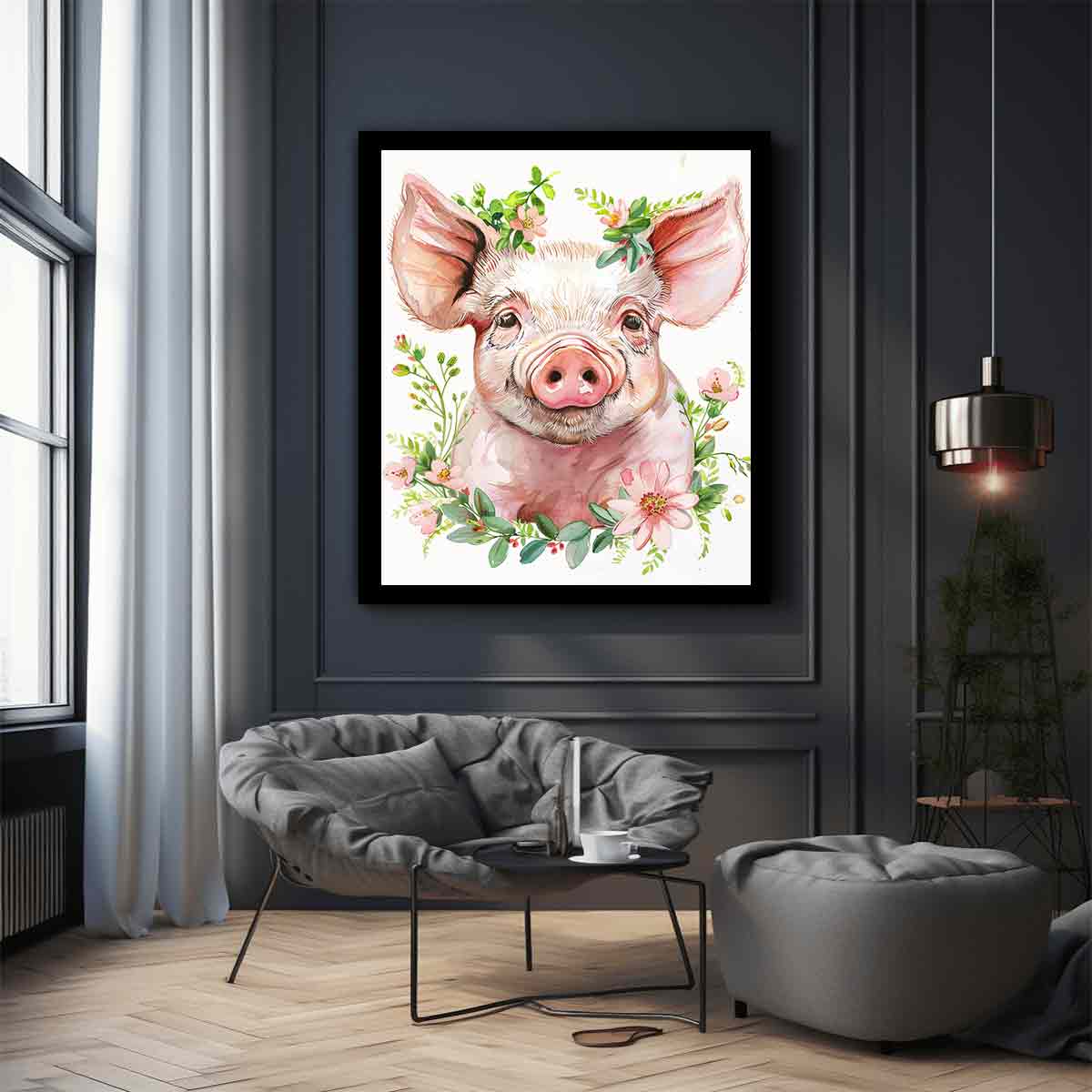 Cute Pig Canvas Art Print-2