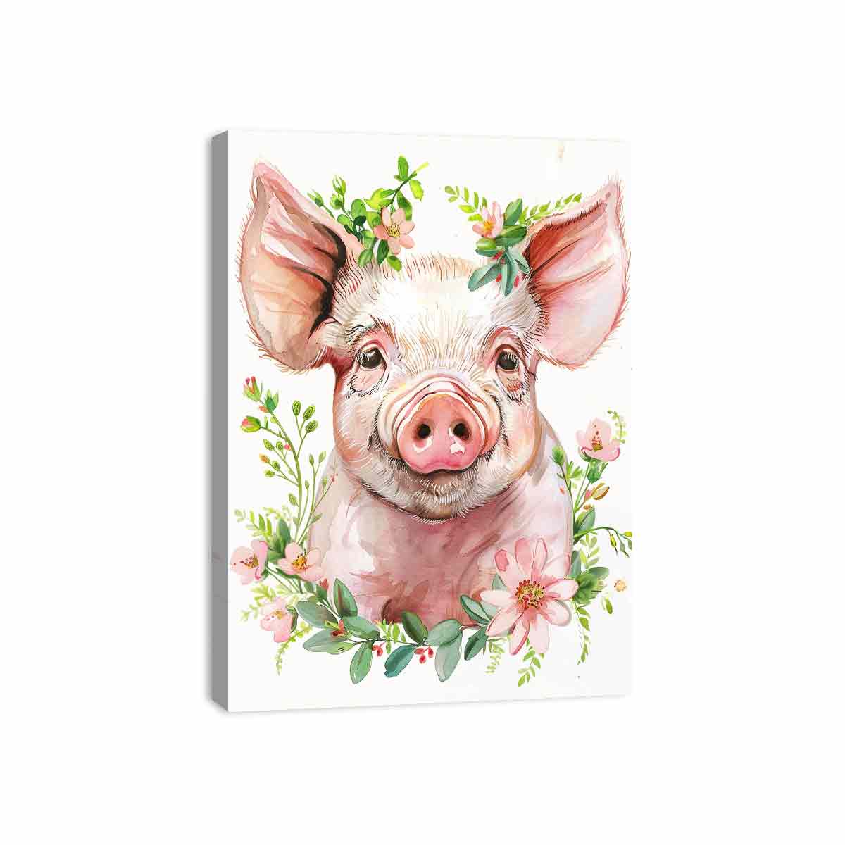 Cute Pig Canvas Art Print-3