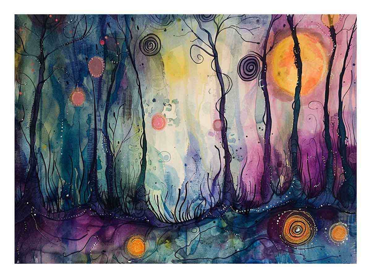 Whimsical Trees Canvas Art Print-0