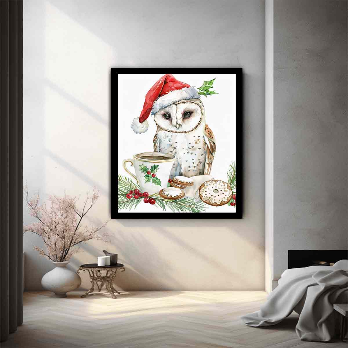 Festive Owl  Canvas Art Print-1