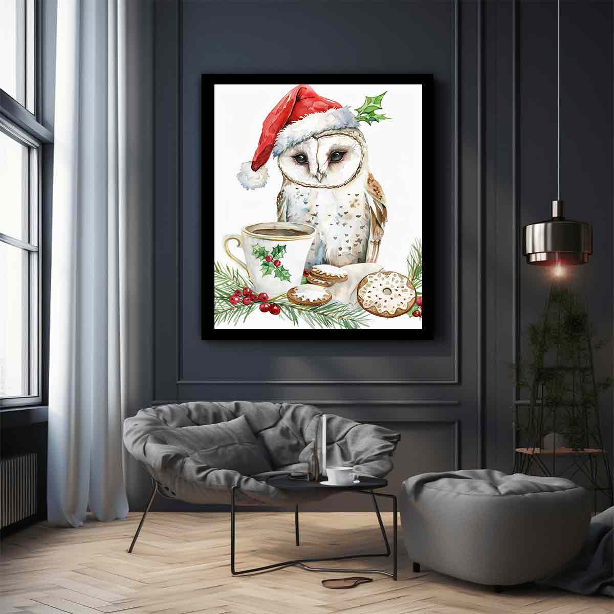 Festive Owl  Canvas Art Print-2
