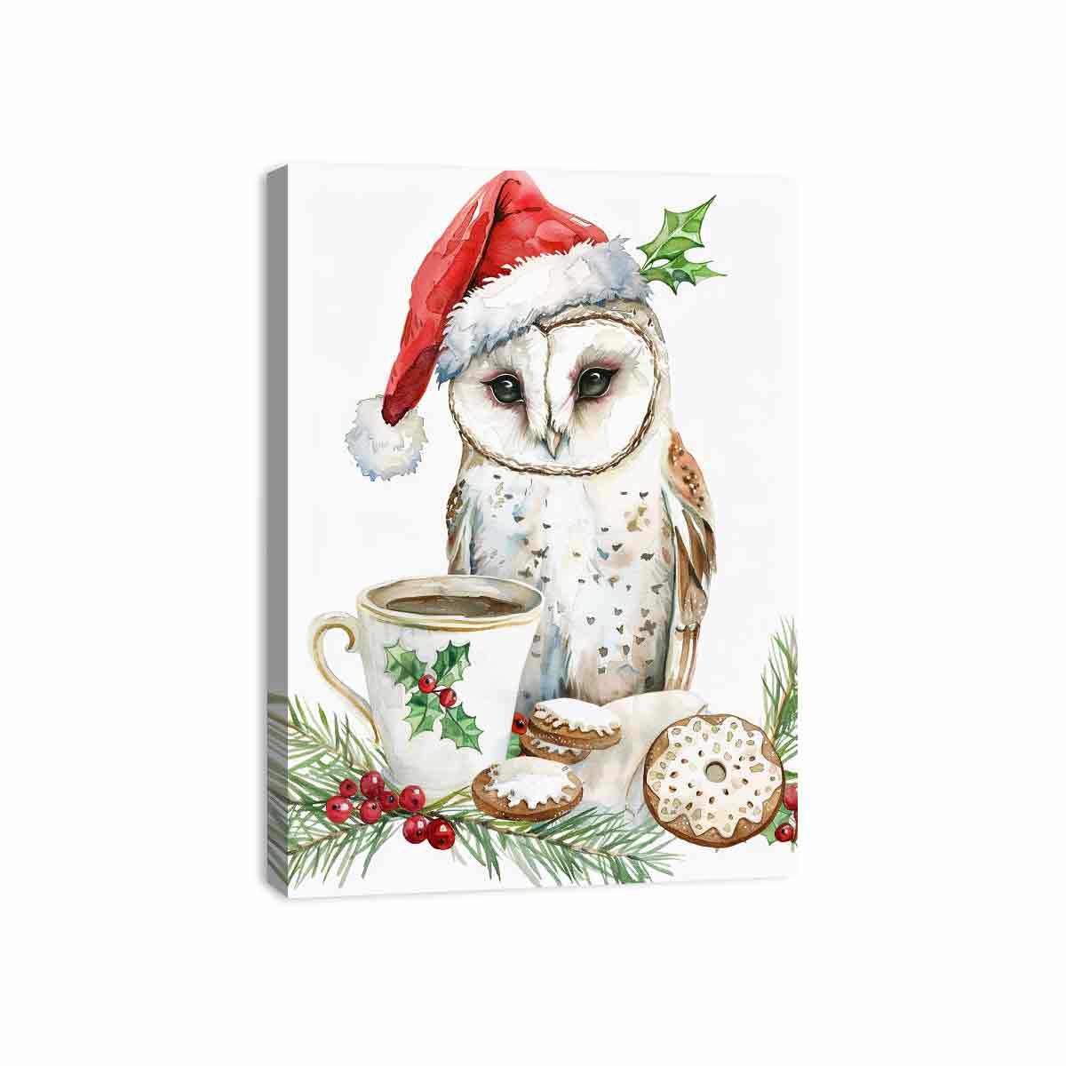 Festive Owl  Canvas Art Print-3