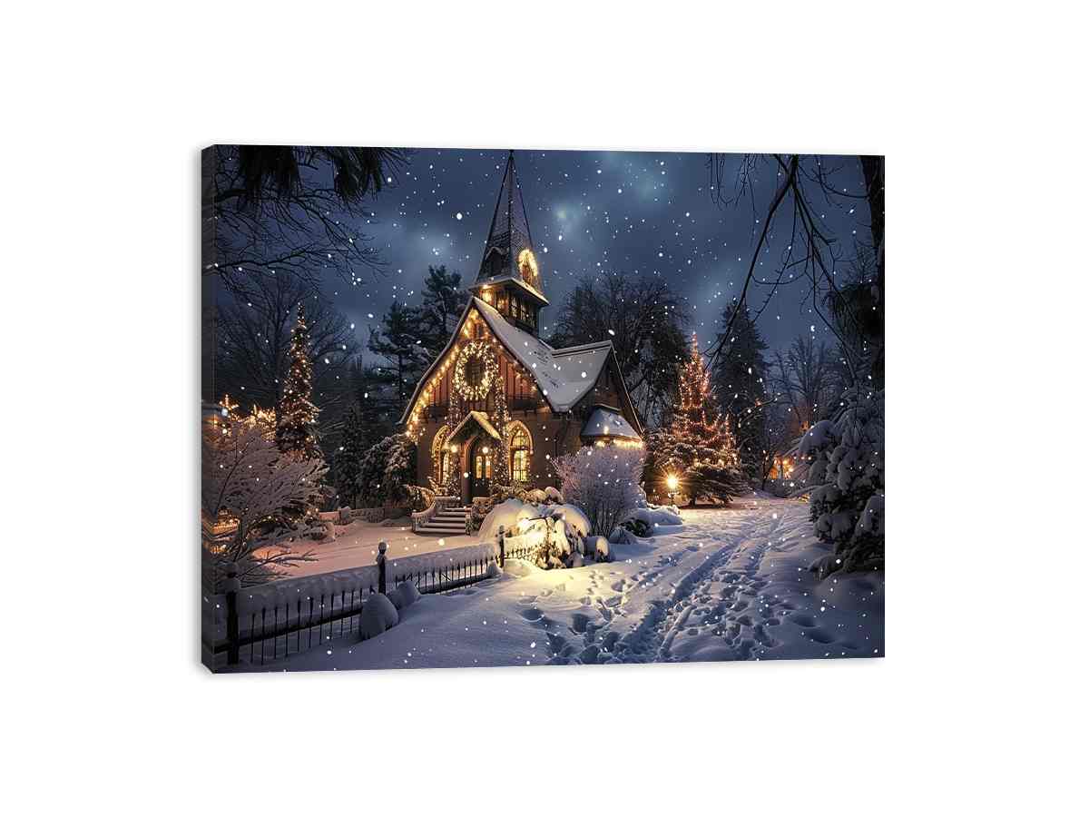 Winter Canvas Christmas   Painting Print-3