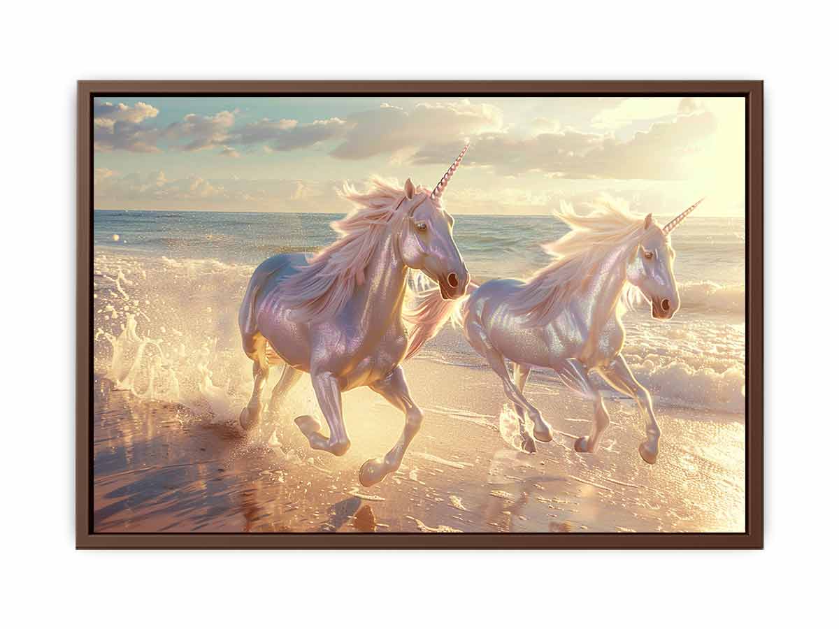 Along the Beach Unicorn Canvas Art Print-6