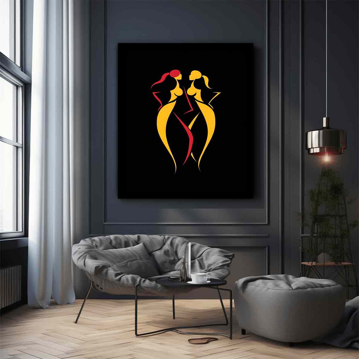 Come Close Line Art Canvas Art Print-2