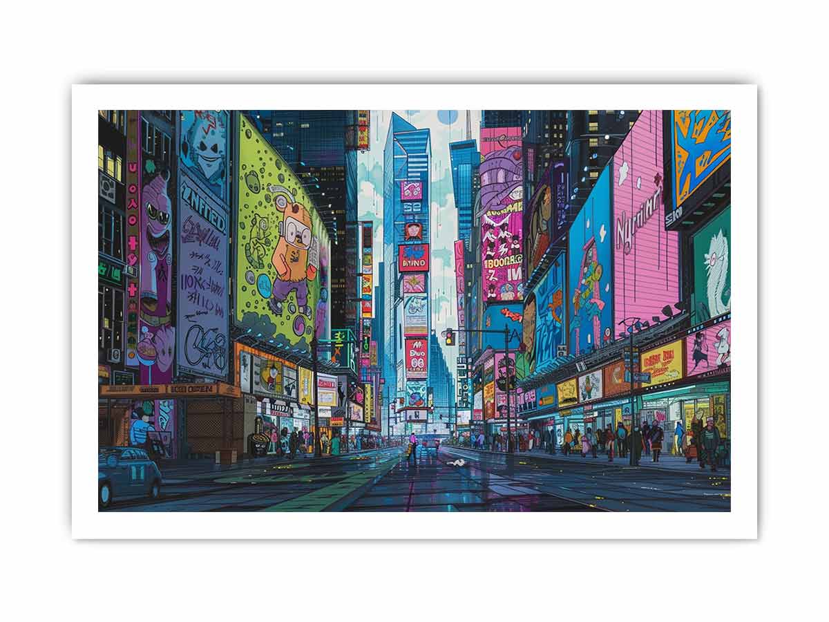 Retro Time Square  Canvas Art Print-8