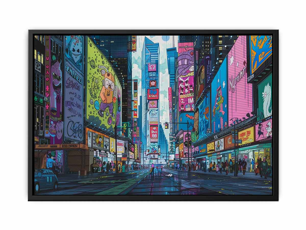 Retro Time Square  Canvas Art Print-4