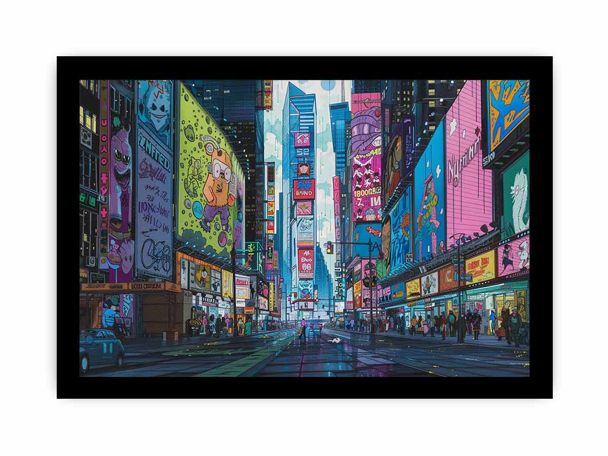 Retro Time Square  Canvas Art Print-7