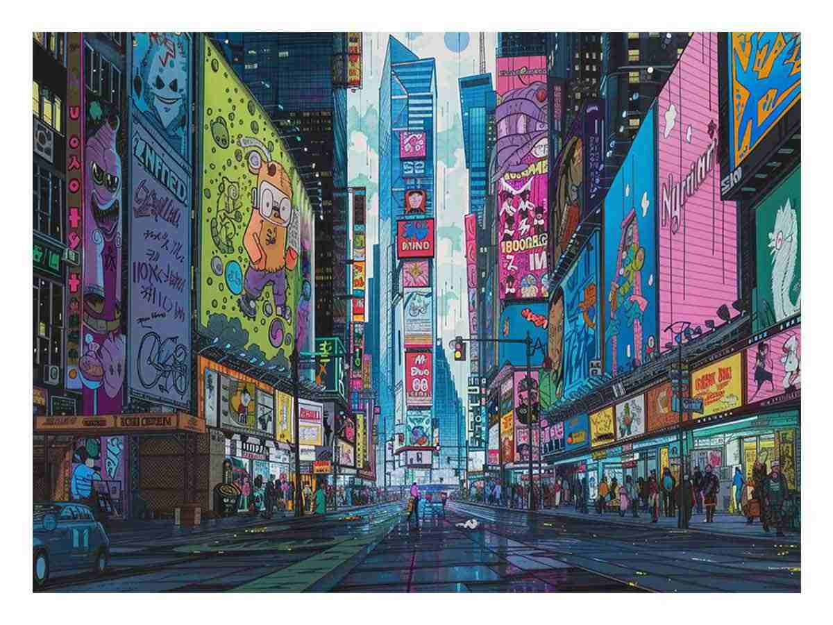 Retro Time Square  Canvas Art Print-0
