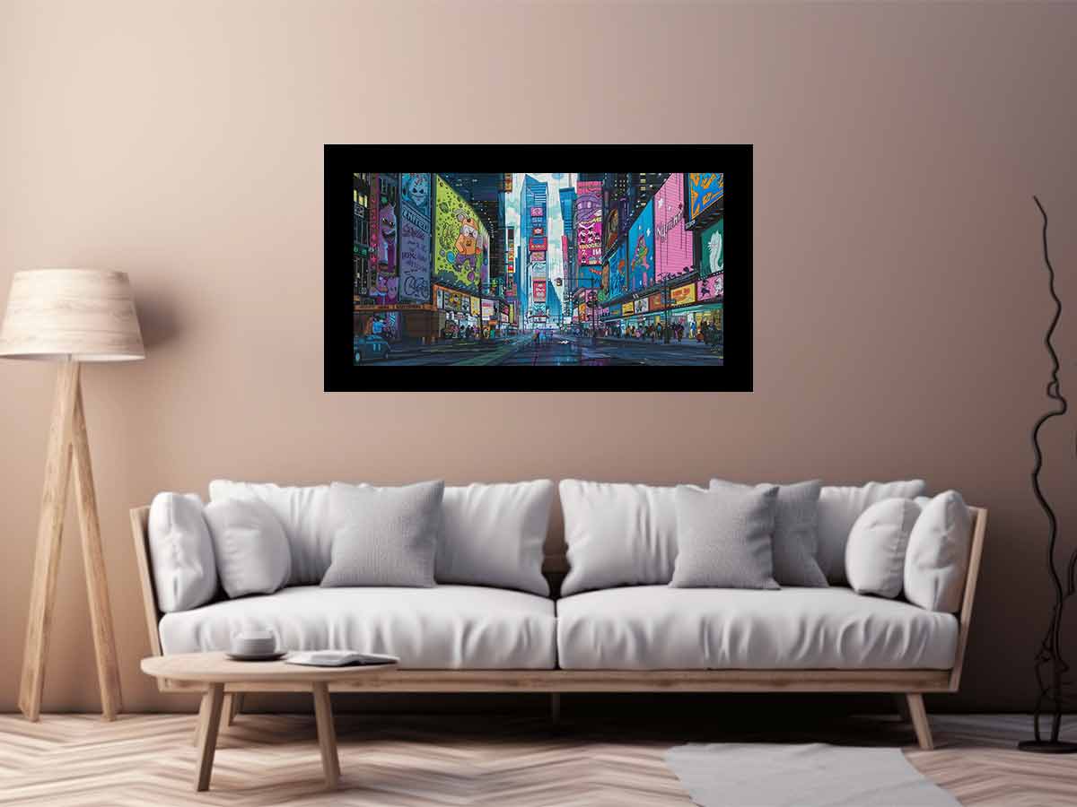 Retro Time Square  Canvas Art Print-2