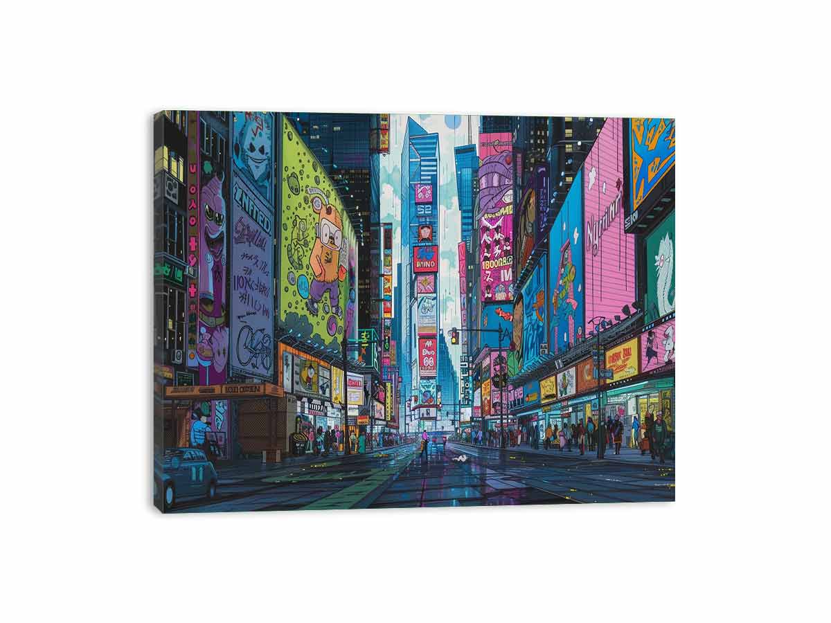 Retro Time Square  Canvas Art Print-3