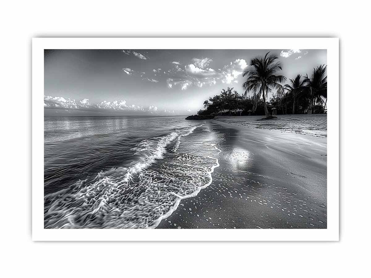 Beach  black & white Canvas Art Print-8