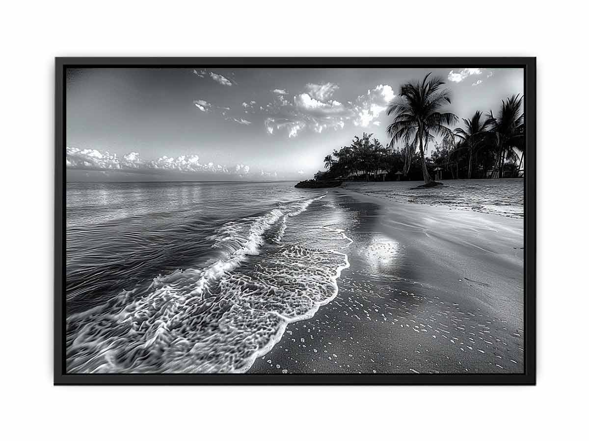 Beach  black & white Canvas Art Print-4