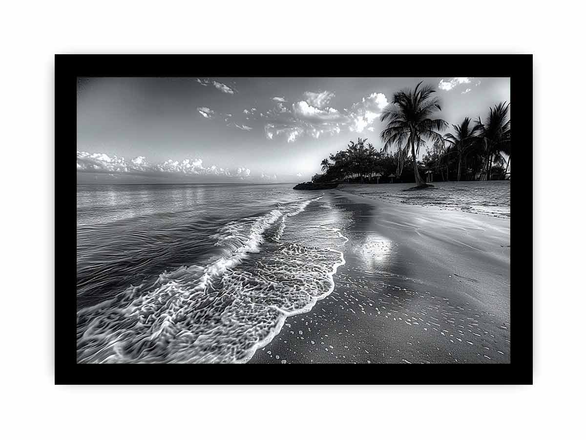 Beach  black & white Canvas Art Print-7