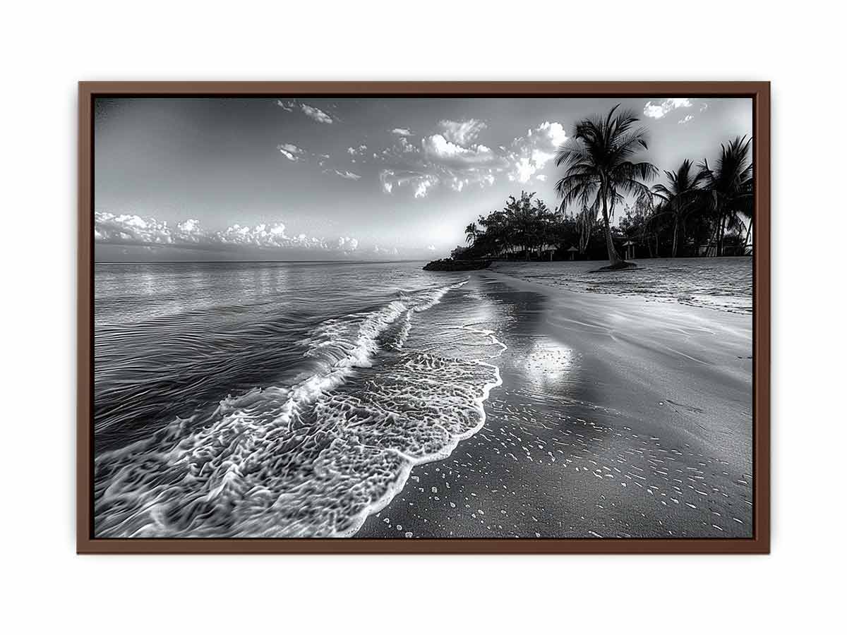 Beach  black & white Canvas Art Print-6