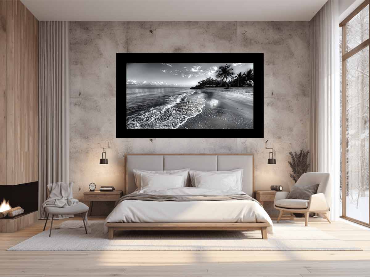 Beach  black & white Canvas Art Print-1