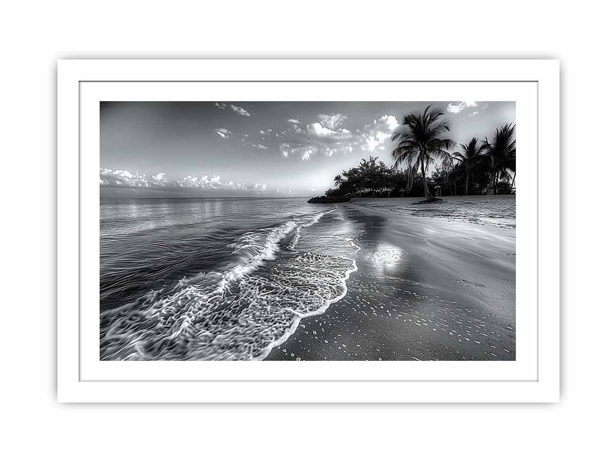Beach  black & white Canvas Art Print-5