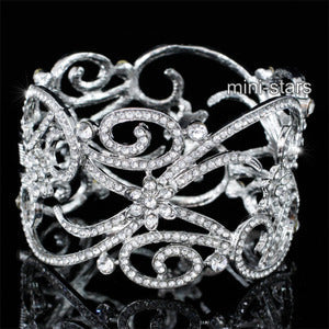 Bridal Wedding Pageant Party Art Deco Vintage Style Crystal Bangle XB083-0