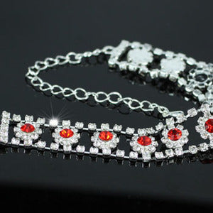 Wedding Red Flower Crystal Bracelet XB049-0