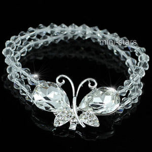 Bridal Handmade Clear Crystal Butterfly Bracelet XB063-0
