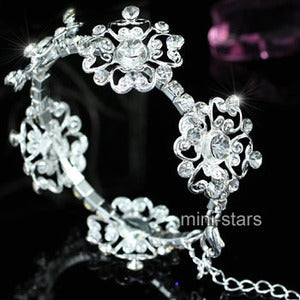 Bridal Flower Crystal Bangle Bracelet XB067-0