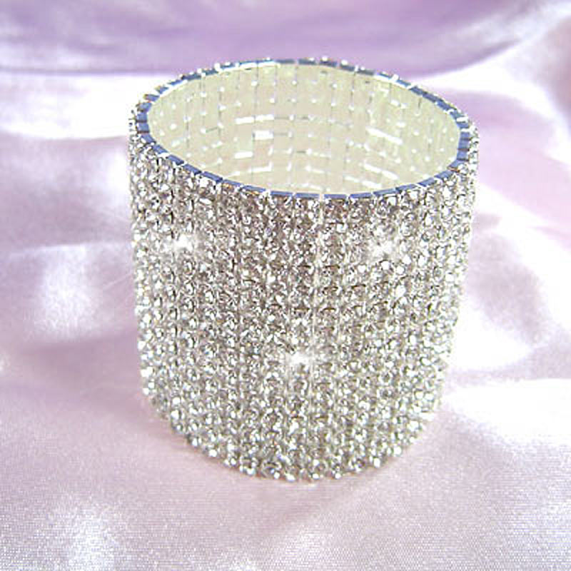 15 Row Stretch Bridal Clear Crystal Rhinestone Bracelet XB915-0