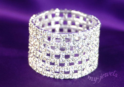 Wide Checkered Stretch Bridal Rhinestone Bracelet XB917-0