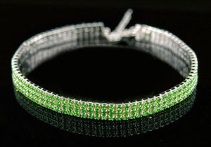 Bridal 3 Row Green Crystal Rhinestone Choker XC007-0