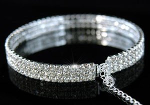 Wedding 3 Row Austrian Crystal Rhinestone Stiff Choker XC009-0