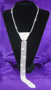 Drag Queen Crystal Rhinestone Necktie Necklace XC026-0