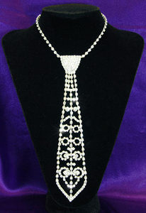 Bridal Prom Crystal Rhinestone Necktie Necklace XC027-0