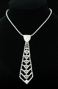 Bridal Prom Crystal Rhinestone Necktie Necklace XC029-0