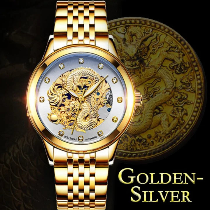 Golden Dragon Carved Automatic Mechanical Watch