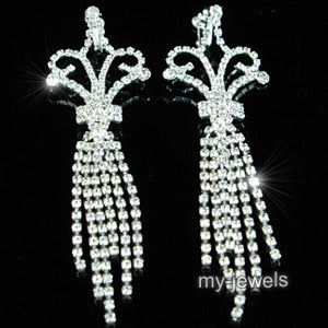 5" Drag Queen Jumbo Rhinestone Dangle Clip On Earrings XE1022-0