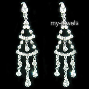 3" Drag Queen Rhinestone Dangle Clip On Earrings XE1030-0