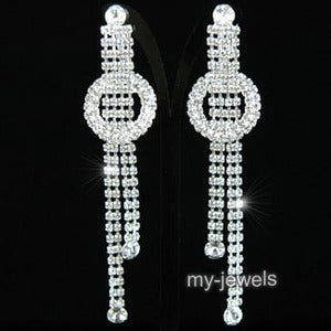 3.5" Drag Queen Rhinestone Dangle Clip On Earrings XE1034-0