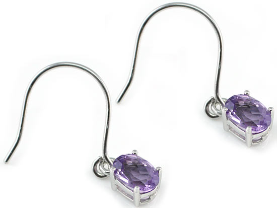 2 Carat Genuine Purple Amethyst 925 Sterling Silver Dangle Fine Earrings XFE8001-0