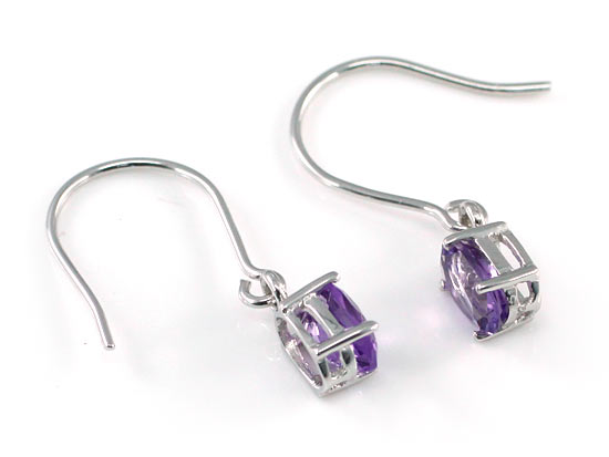 2 Carat Genuine Purple Amethyst 925 Sterling Silver Dangle Fine Earrings XFE8001-1