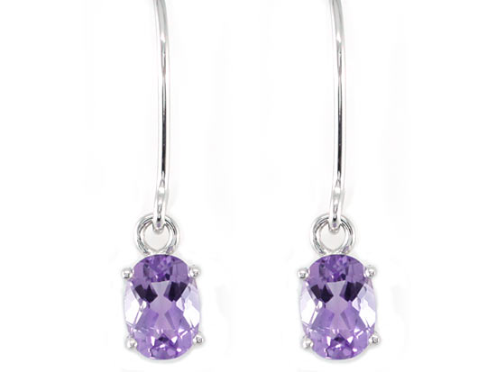 2 Carat Genuine Purple Amethyst 925 Sterling Silver Dangle Fine Earrings XFE8001-2