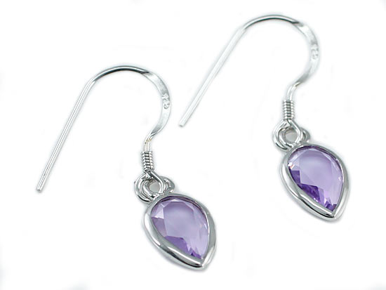 3 Carat Genuine Purple Pear Cut Amethyst 925 Sterling Silver Dangle Fine Earrings XFE8004-1