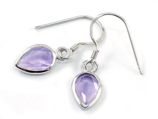 3 Carat Genuine Purple Pear Cut Amethyst 925 Sterling Silver Dangle Fine Earrings XFE8004-0