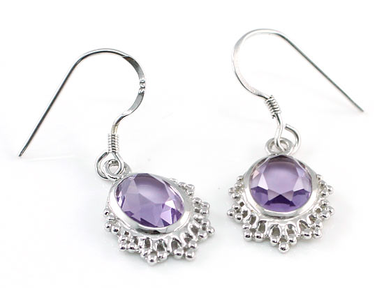 5 Carat Genuine Purple Oval Cut Amethyst 925 Sterling Silver Dangle Fine Earrings XFE8006-0