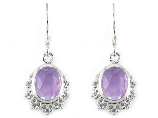5 Carat Genuine Purple Oval Cut Amethyst 925 Sterling Silver Dangle Fine Earrings XFE8006-1