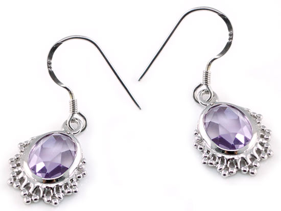 5 Carat Genuine Purple Oval Cut Amethyst 925 Sterling Silver Dangle Fine Earrings XFE8006-2